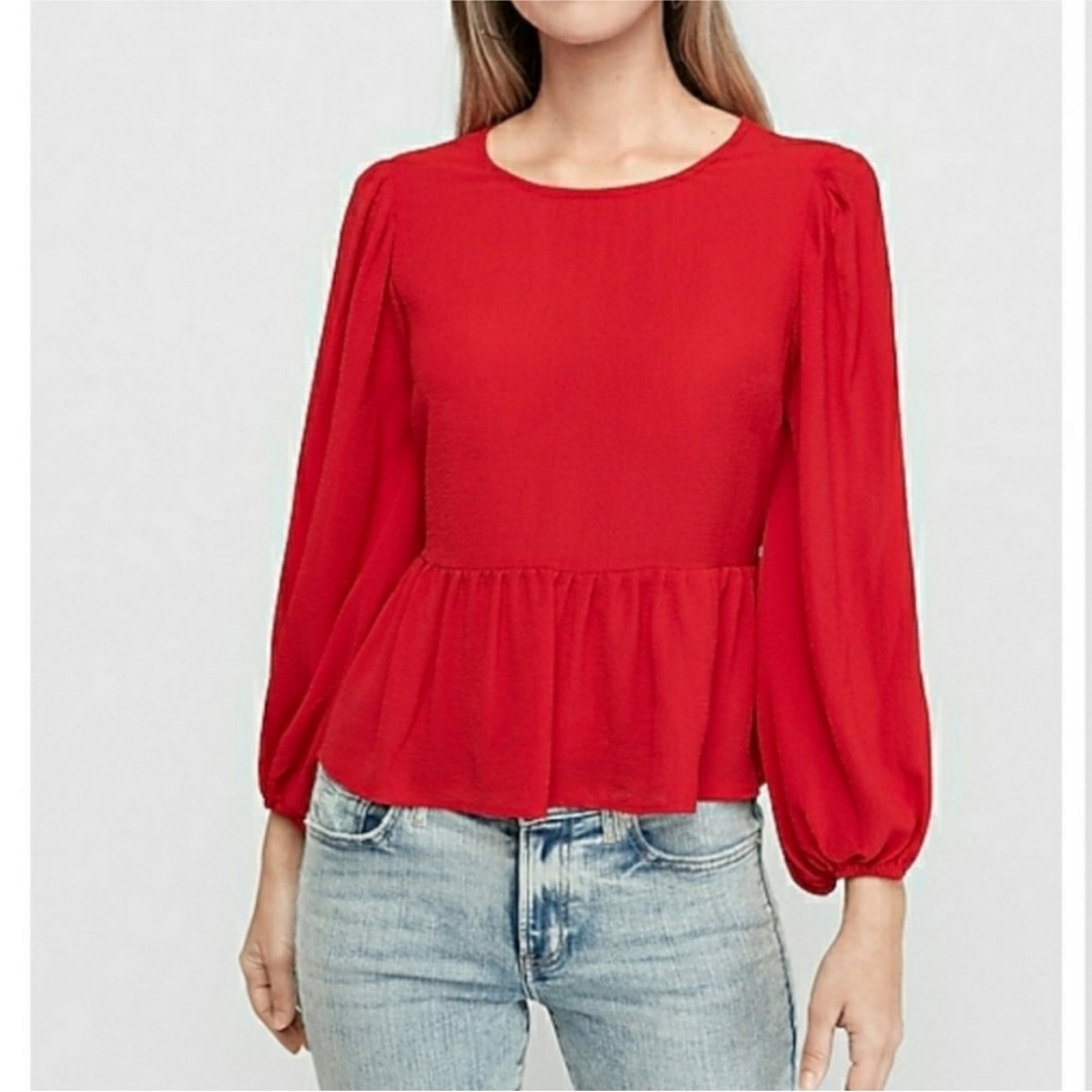 Express Peplum Top Vibrant Red